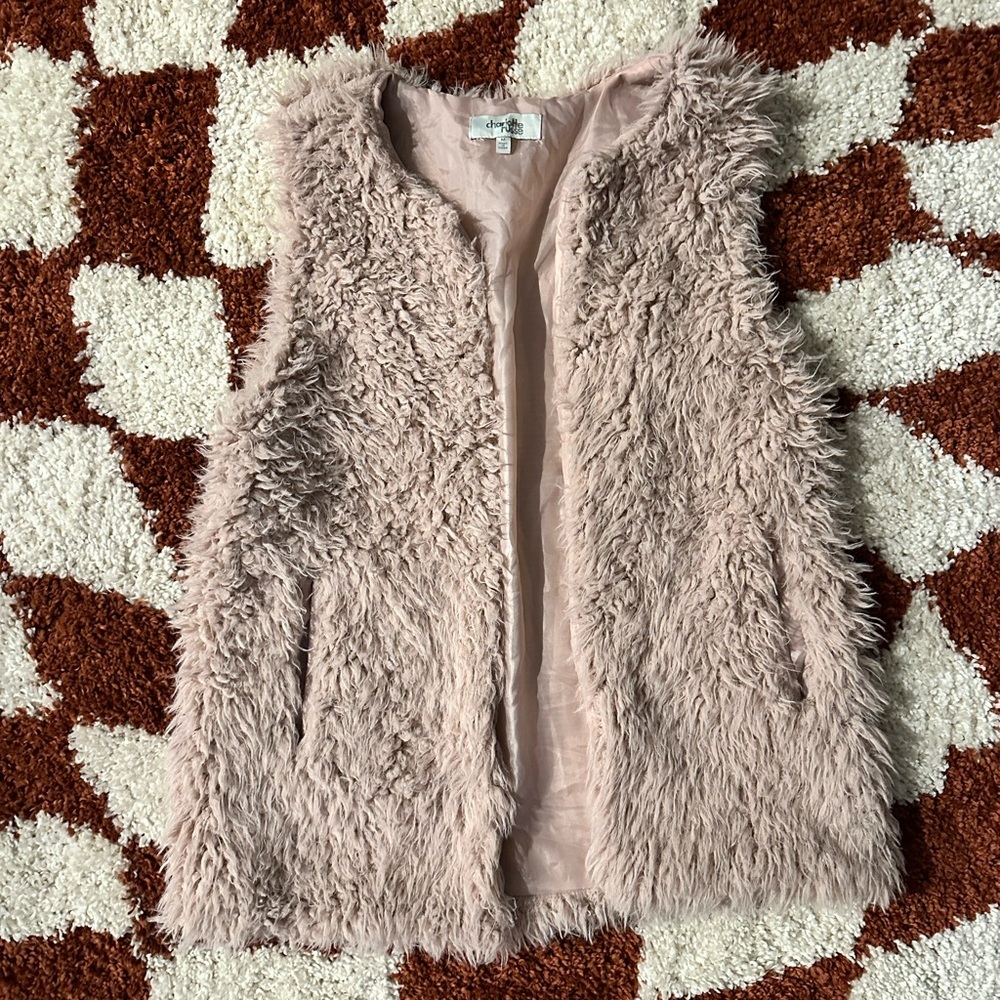 Pink faux fur vest